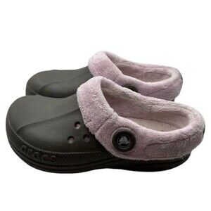 Crocs Unisex Blitzen Polar W8/M6 Brown w/pink Faux Fur Lined Slip On Clogs